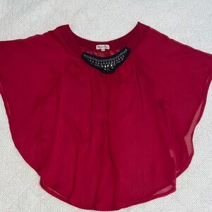 Mel & MO Short-Sleeve Beaded Neck Blouse